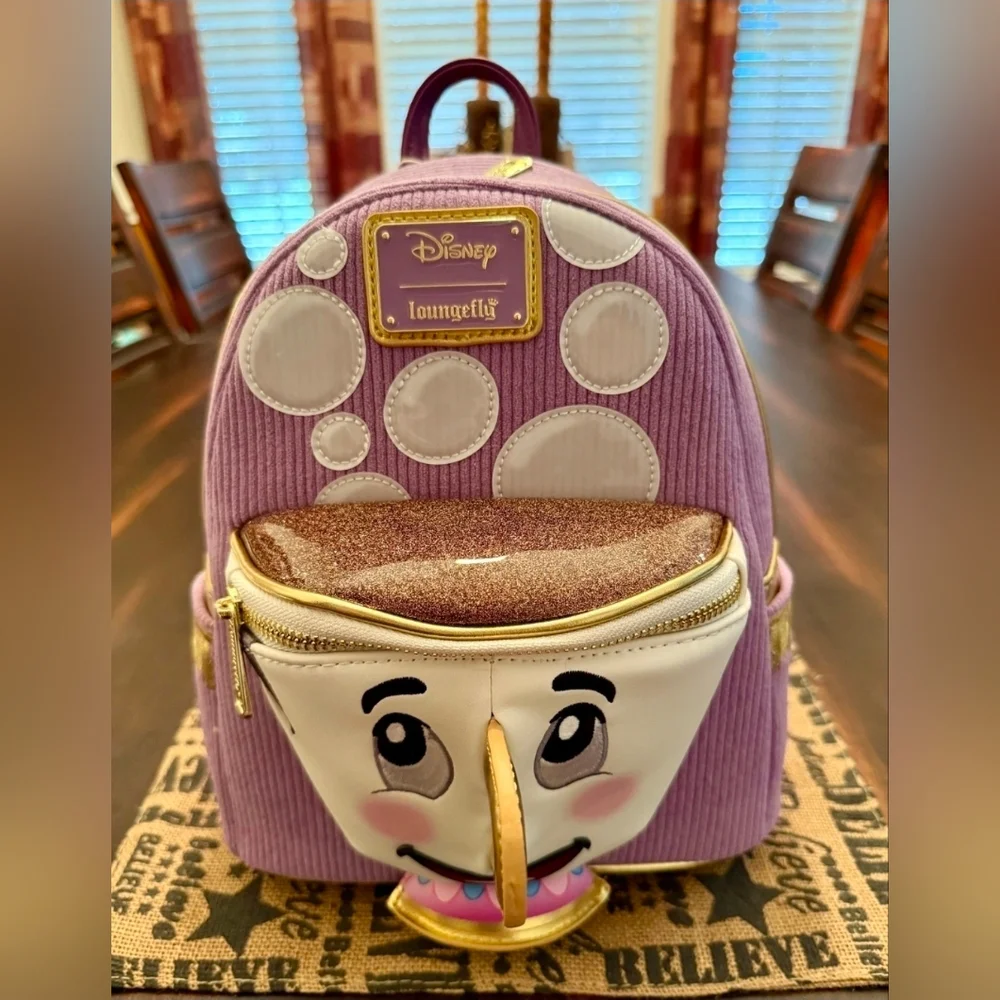 Disney Beauty & the Beast Chip Corduroy LOUNGEFLY Mini Backpack